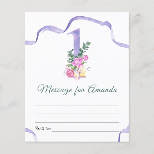 Flowers number birthday time capsule message (Front)
