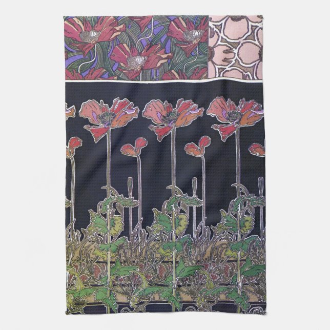 Flowers of Art Nouveau Style, Mucha Kitchen Towel (Vertical)