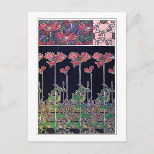 Flowers of Art Nouveau Style, Mucha Postcard