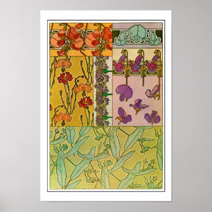 Flowers of Art Nouveau Style, Mucha Poster