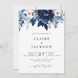 Flowers of Blue Wedding Invitation