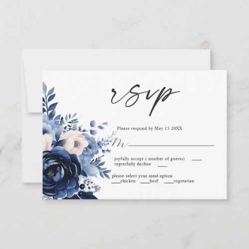 Flowers of Blue Wedding RSVP Card