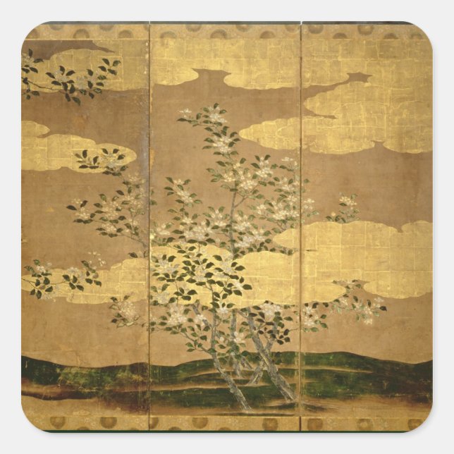 Flowers of Camellias Square Sticker (Front)