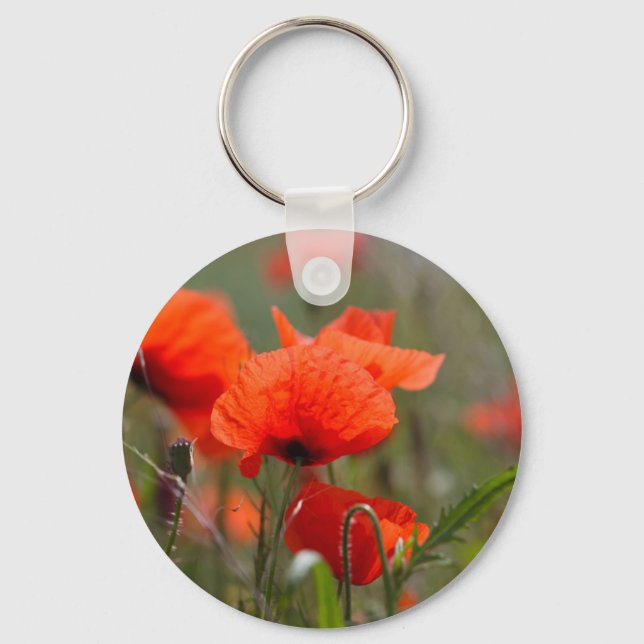 Flowers of common poppy in a field. keychain (Front)