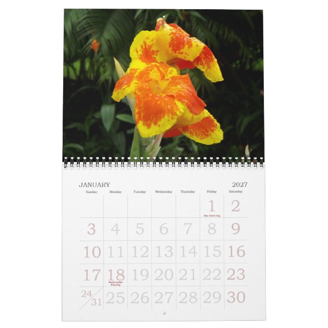 Flowers of Costa Rica Calendar (Jan 2027)
