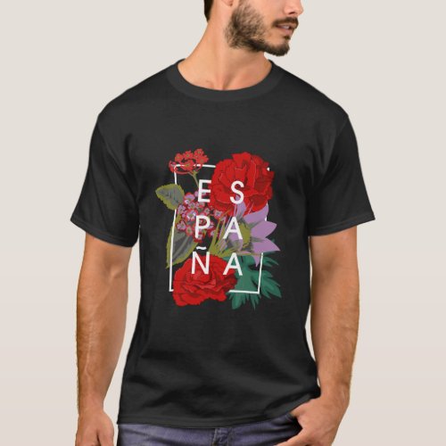 Flowers Of Espaa _ Spain Word Art _ Spanish Pride T_Shirt