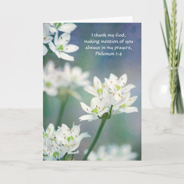 Flowers of Faith Philemon 1:4 Friendship Card (Front)