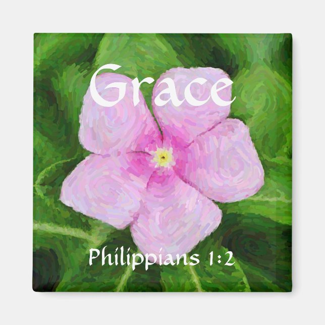 Flowers of Faith Philippians 1:2 Periwinkle Magnet (Front)