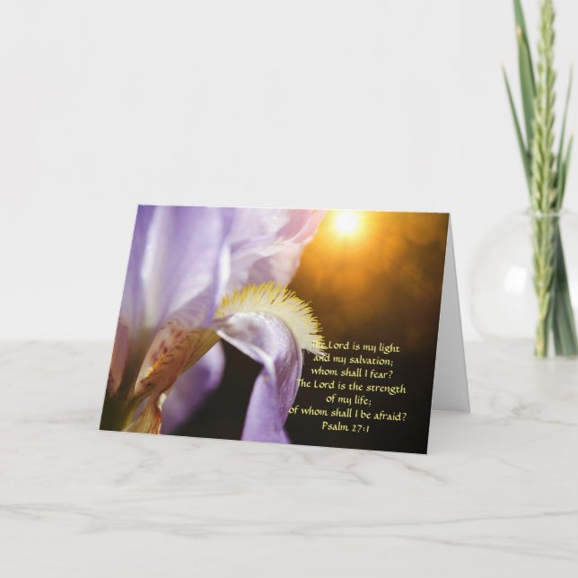 Flowers of Faith Psalm 27:1 Note Card (Front)
