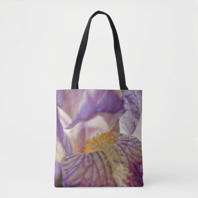 Flowers of Faith Purple Iris Tote Proverbs Bag (Front)