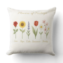 Flowers of Feelings Throw Pillow – Love, Hope & Be