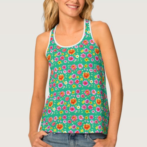 Flowers of Field Elegant Blouse Tank Top