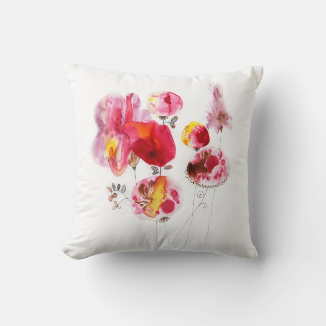 flowers of happiness throw pillow (Front)