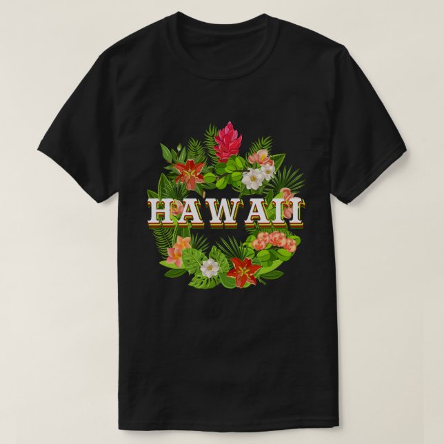 Flowers of Hawaii Word Art - Hawaiian Pride T-Shirt (Design Front)