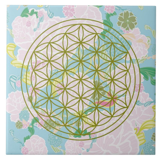 Flowers of life ceramic tile (Front)