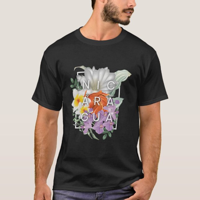 Flowers Of Nicaragua Word Art - Nicaraguan Pride T-Shirt (Front)