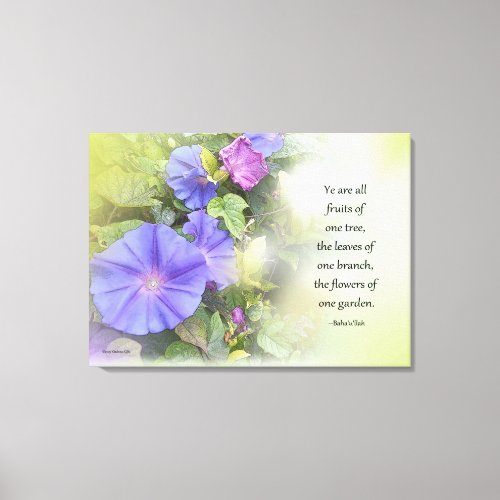 Flowers of One Garden Bahai _ Morning Glories Canvas Print