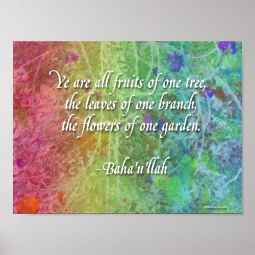 Flowers of One Garden Bahai Poster