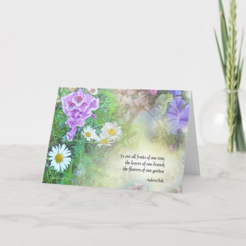 Flowers of One Garden Bahai Quotation Floral Card