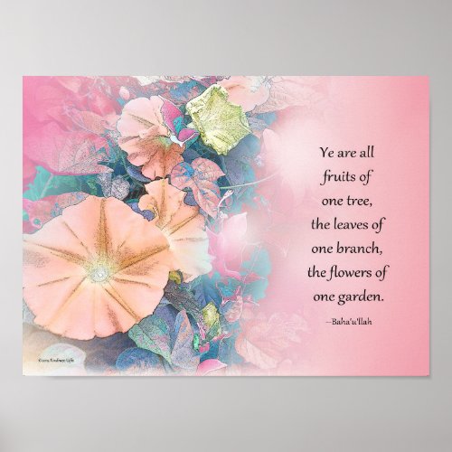 Flowers of One Garden Bahai Quotation Poster