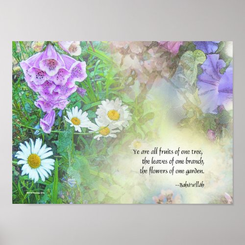 Flowers of One Garden Bahai Quotation Poster