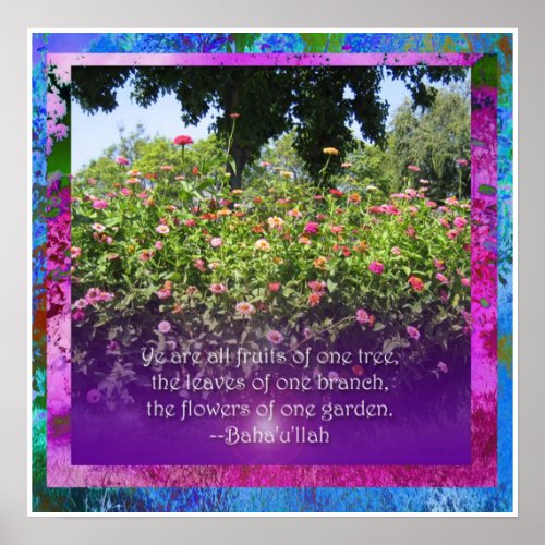 Flowers of One Garden _ Bahaullah Quotation Poster