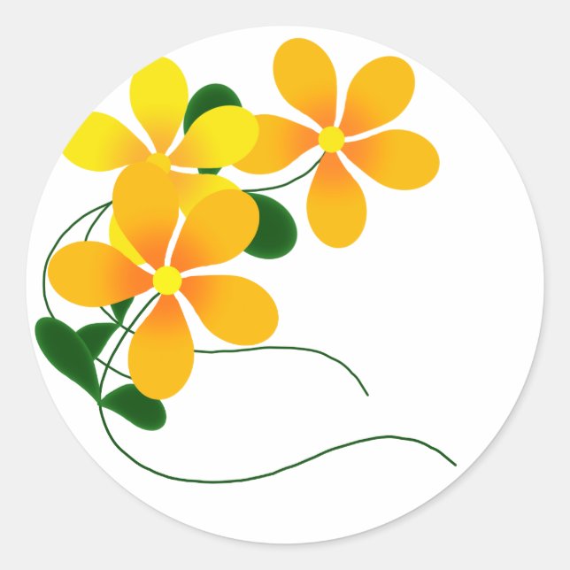 Flowers of Orange & Yellow Classic Round Sticker (Front)