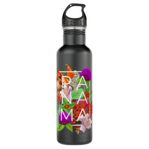 Flowers of Panama Word Art - Panamanian Pride Stainless Steel Water Bottle