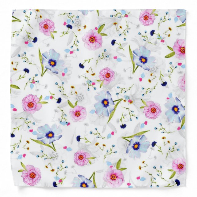 Flowers of Pastel Tones Bandana (Front)