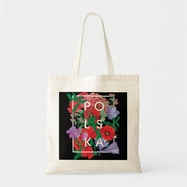 Flowers of Poland Word Art - Polska Polish Pride P Tote Bag (Front)