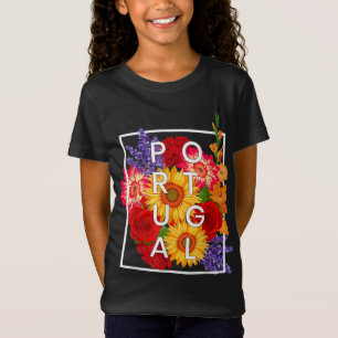 Flowers of Portugal Word Art - Portuguese Pride T-Shirt