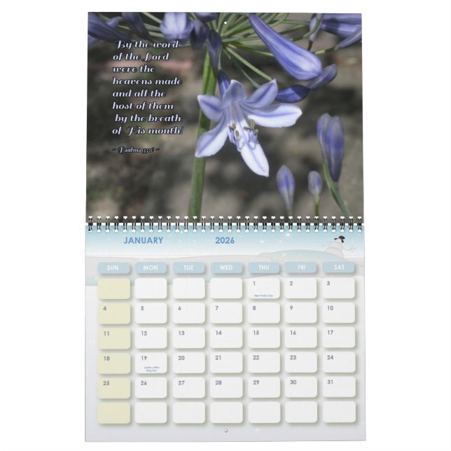 Flowers of Praise with Psalms Inspirational Wall Calendar (Jan 2026)
