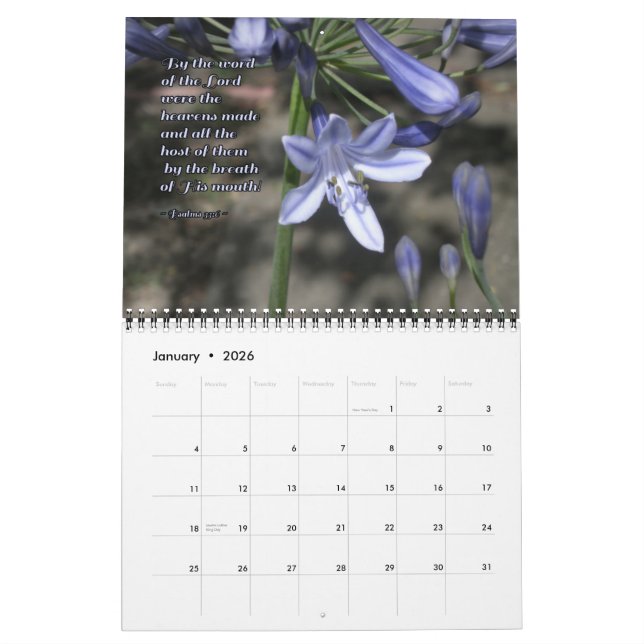 Flowers of Praise with Psalms Inspirational Wall Calendar (Jan 2026)