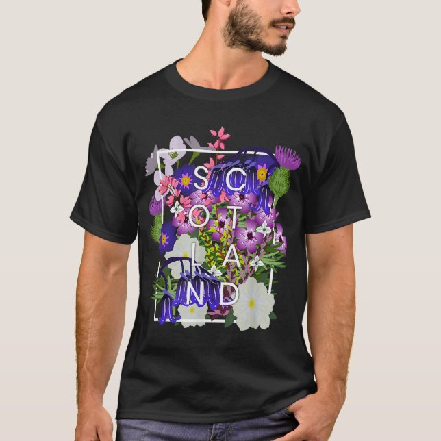 Flowers of Scotland Word Art - Scottish Pride T-Shirt (Front)