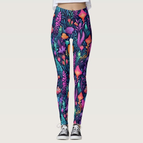 Flowers of the Sea _ Aqua Flora Leggings