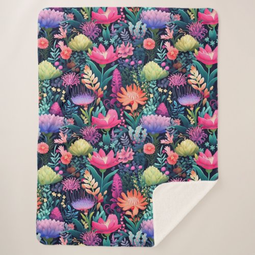 Flowers of the Sea _ Seabed Garden Sherpa Blanket