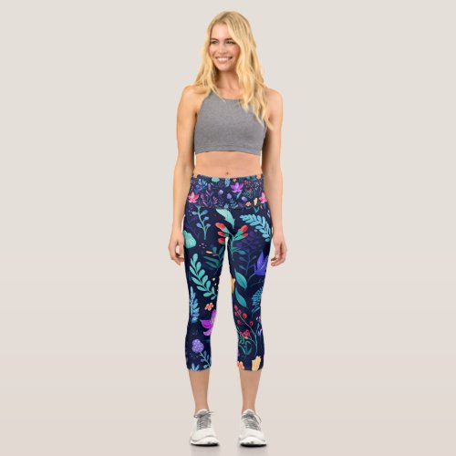 Flowers of the Sea _ Seabreeze Fusion Capri Leggings