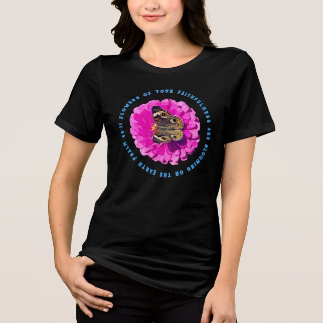 Flowers of Your Faithfulness Butterfly Christian Tri-Blend Shirt (Front)