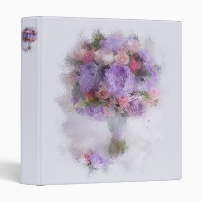 Flowers Oil Painting Elegant Modern Template Chic 3 Ring Binder (Front/Spine)
