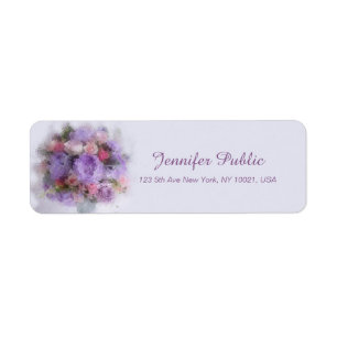 Flowers Oil Painting Template Hand Script Elegant Label
