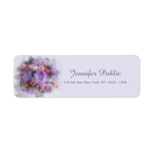 Flowers Oil Painting Template Hand Script Elegant Label