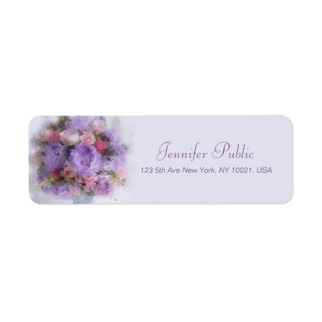 Flowers Oil Painting Template Hand Script Modern Label (Front)