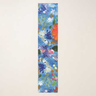 Flowers on a blue background scarf