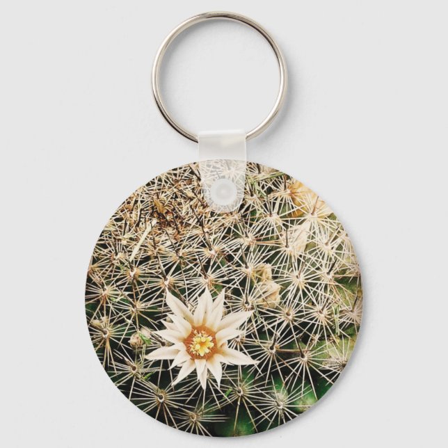 Flowers on a Cactus Keychain (Front)