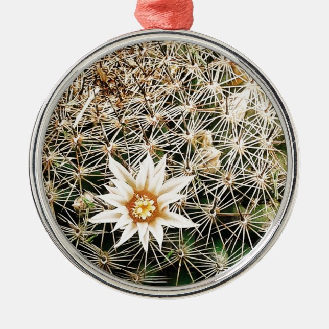 Flowers on a Cactus Metal Ornament (Front)