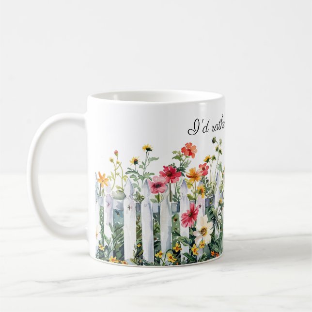 Flowers on a Fence Gardening  Coffee Mug (Left)