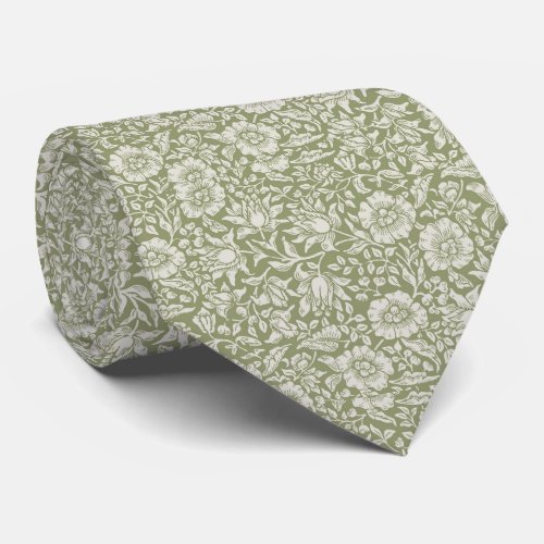 Flowers on a Green Gray Neck Tie