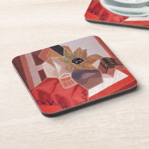 Flowers on a Table by Juan Gris, Vintage Cubism Beverage Coaster