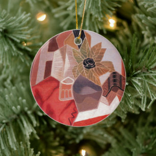 Flowers on a Table by Juan Gris, Vintage Cubism Ceramic Ornament