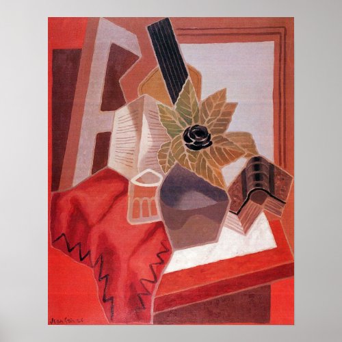 Flowers on a Table by Juan Gris Vintage Cubism Poster